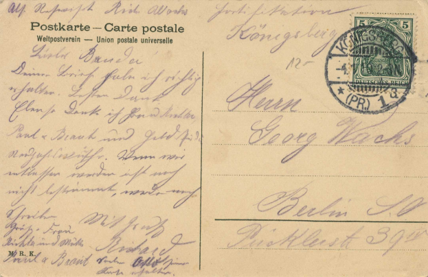 Alte deutsche Postkarte mit einer Marke, die den Text "Weitpostverein - Union Postale Universale" zeigt, in sehr gutem Zustand.