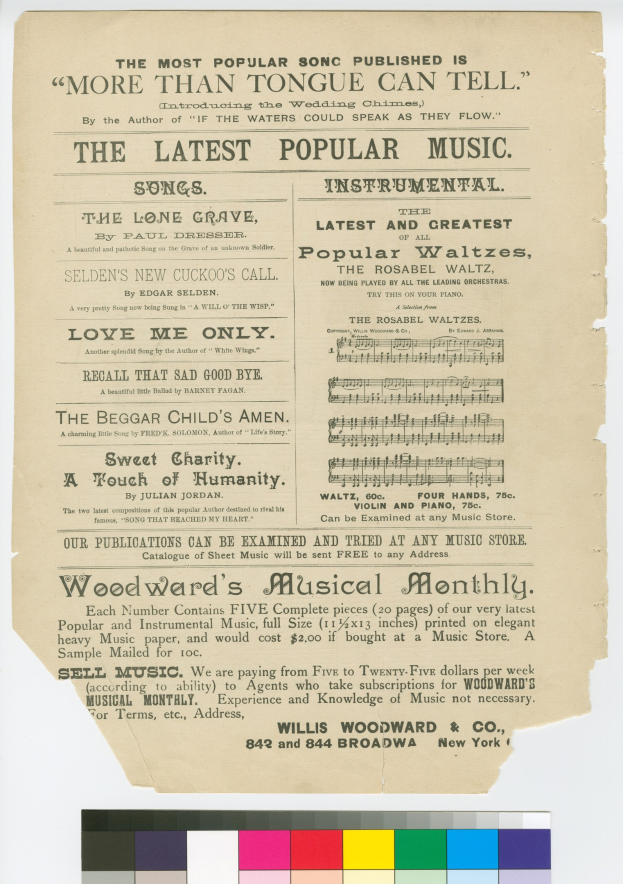 Ein Blatt Papier mit der Aufschrift "Der meistveröffentlichte Song ist mehr als die Zunge sagen kann" und Farbmustern unten.