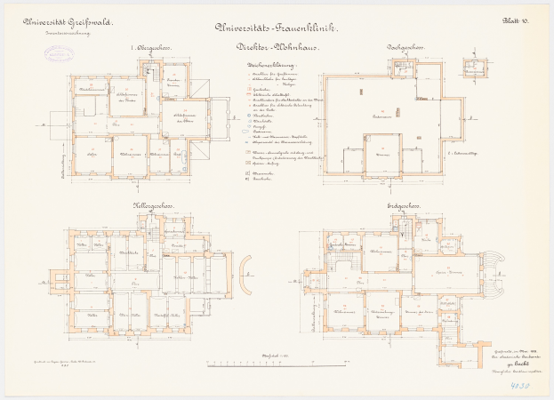 Ein detaillierter Grundrissplan der Frankfurter Frauenkirche mit zahlreichen Räumen und begleitendem Text.