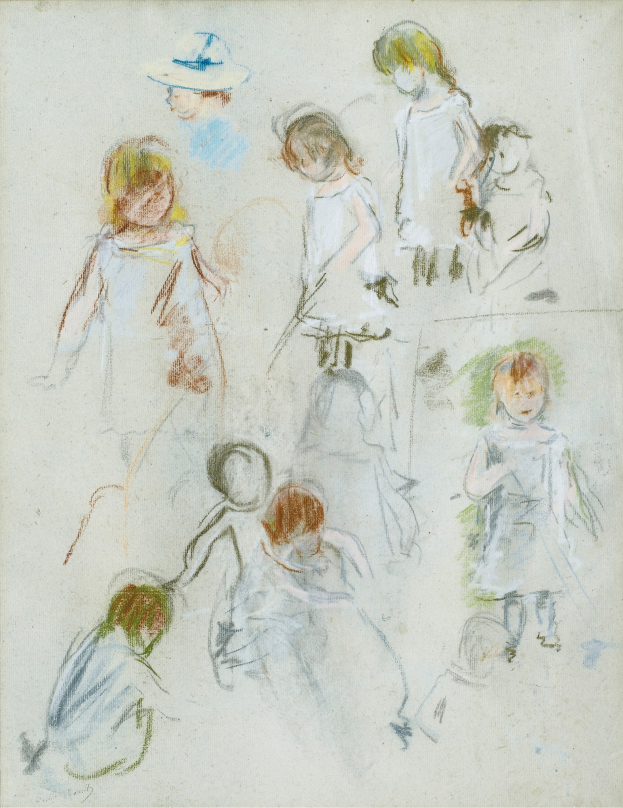 Ein buntes Bild von Kindern, die fröhlich auf einer Wiese spielen, mit einem Kind, das eine Mütze trägt.